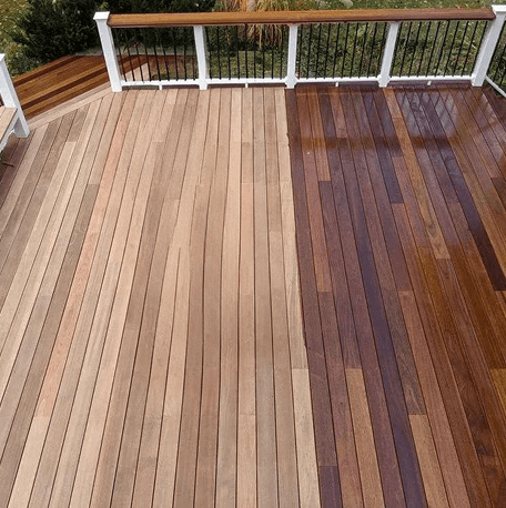 Outdoor deck with an even, rich stain finish