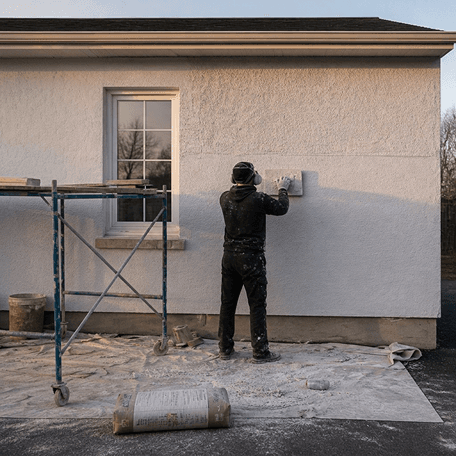 Brick and stucco refreshed with a modern coating